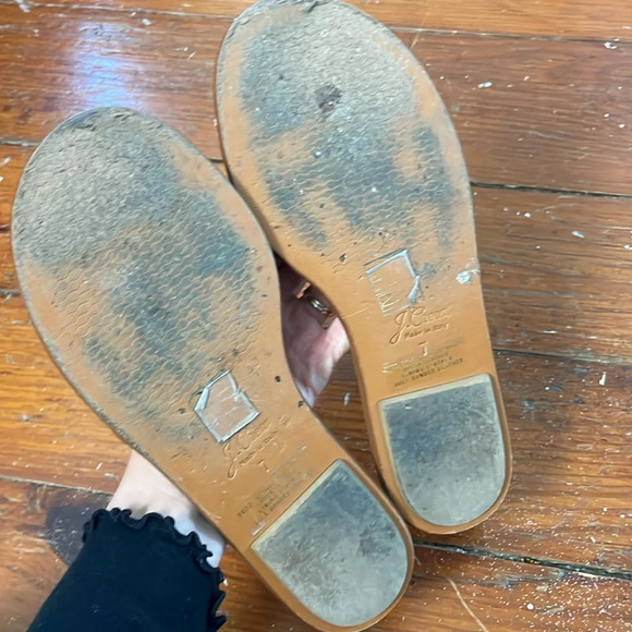 J.Crew Sandals Puffy Leather Slip On Flip Flop Shoes Size 7 Brown - Picture 3 of 4